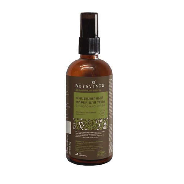 Мицеллярный спрей для тела с маслом конопли Aromatherapy Fitness, Botavikos, 100 мл